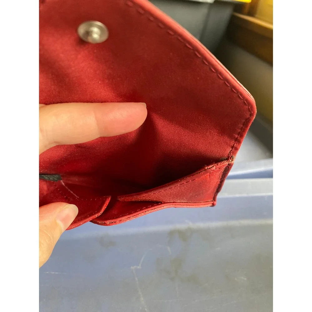 Vintage Pebbled Leather Envelope Wallet Card Holder Small Red Western Boho Luxe